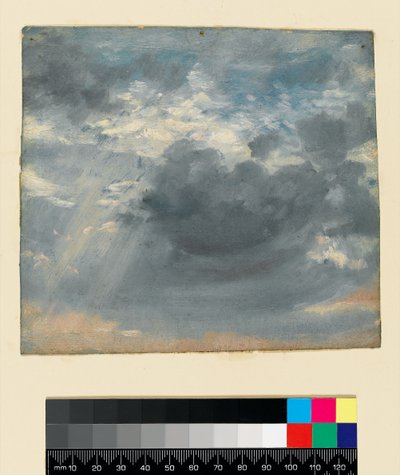 Himmelstudie med en solstråle, ca. 1822 (olie på papir) af John Constable
