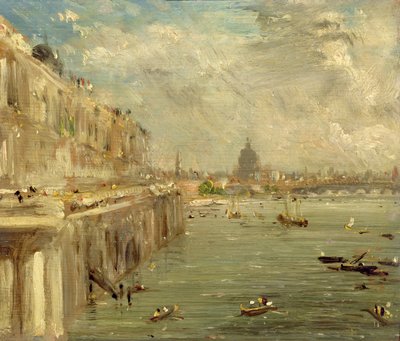 Somerset House Terrace fra Waterloo Bridge, ca. 1819 af John Constable
