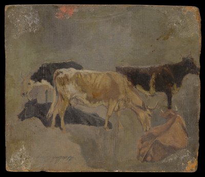 Undersøgelse af fem hornede kvæg (verso) (olie på møllebræt) af John Constable