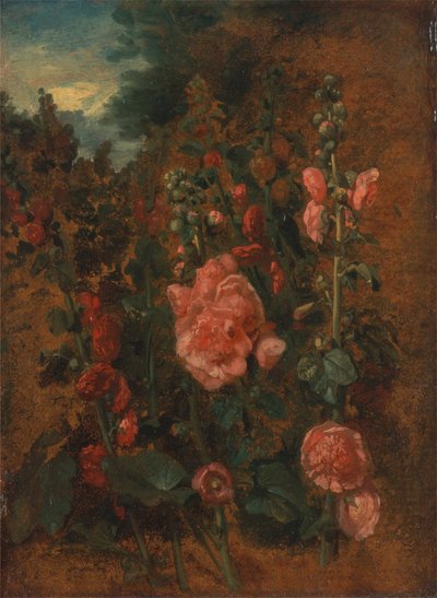 Undersøgelse af stokroser af John Constable