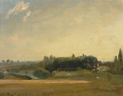 Udsigt mod præstegården, Østre Bergholt, 1813. af John Constable