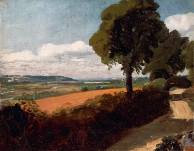 Udsigt fra en vej, der fører til East Bergholt af John Constable