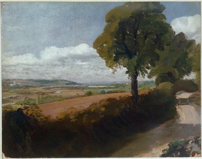 Udsigt over Dedham fra vejen fra East Bergholt Church til Flatford (olie på lærred af John Constable
