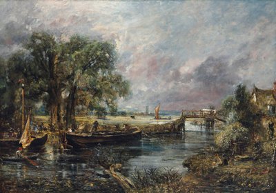 Udsigt over Stour nær Dedham, skitse i fuld skala, ca. 1821-22 (olie på lærred) af John Constable
