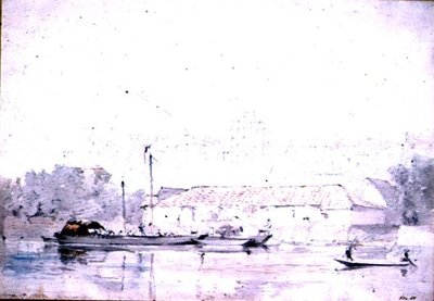 Windsor Castle set fra floden, 1802 (blyant og rødkridt og akvarel) af John Constable