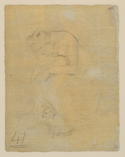 Siddende kvinde med en hund ved fødderne, bagside, ca. 1806 af John Constable