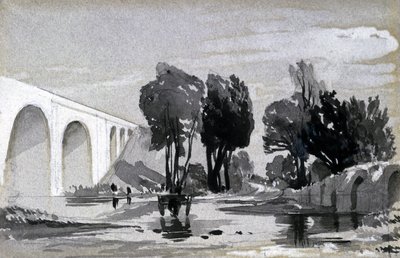 Blythe Viaduct, Hampton-in-Arden, ca. 1838 (pen & blæk og vask på papir) af John Cooke Bourne