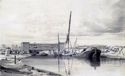 Bro over Regents Canal, april 1837 (pen & blæk og vask på papir) af John Cooke Bourne
