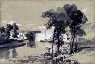 Canal Bridge, Pitstone, Buckinghamshire, oktober 1837 (pen & blæk og vask på papir) af John Cooke Bourne