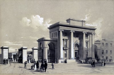 Indgang til Birmingham Station, september 1838 (pen & blæk og vask på papir) af John Cooke Bourne