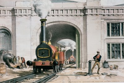 Indgang til Locomotive Engine House, Camden Town, London, 1839 af John Cooke Bourne