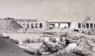 Hampstead Road Bridge, 5. oktober 1836 (pen & blæk og vask på papir) af John Cooke Bourne