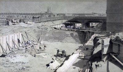 Hampstead Road Bridge, fra Camden-siden, 16. august 1836 (pen & blæk og vask på papir) af John Cooke Bourne
