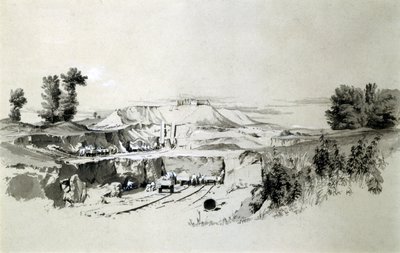 Linslade Tunnel, 23. juni 1837 (pen & blæk og vask på papir) af John Cooke Bourne