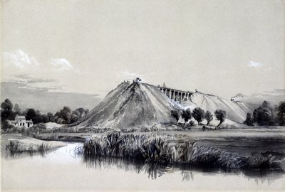 Making the Embankment at Wolverton, 29. juni 1837 (pen & blæk og vask på papir) af John Cooke Bourne