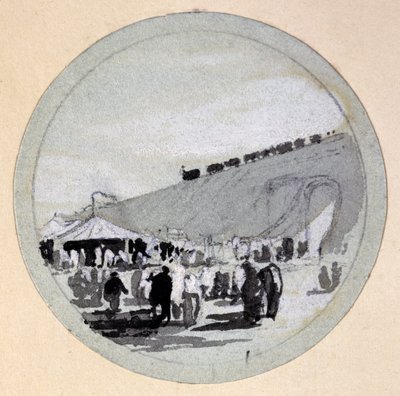 Åbning, London & Birmingham Railway, ca. 1838 (pen & blæk og vask på papir) af John Cooke Bourne