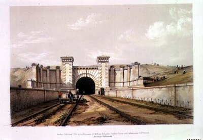 Primrose Hill Tunnel, indgraveret af kunstneren af John Cooke Bourne
