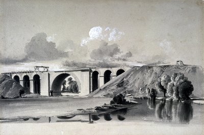 Sherbourne Viaduct, nær Coventry, 27. juli 1837 (pen & blæk og vask på papir) af John Cooke Bourne
