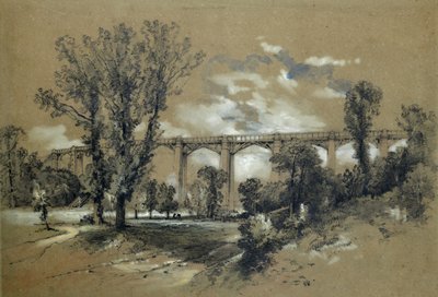The Blatchford Viaduct, ca. 1835-38 (blyant med vask på papir) af John Cooke Bourne