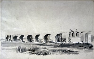 Wolverton Viaduct, 30. juni 1837 (pen & blæk og vask på papir) af John Cooke Bourne