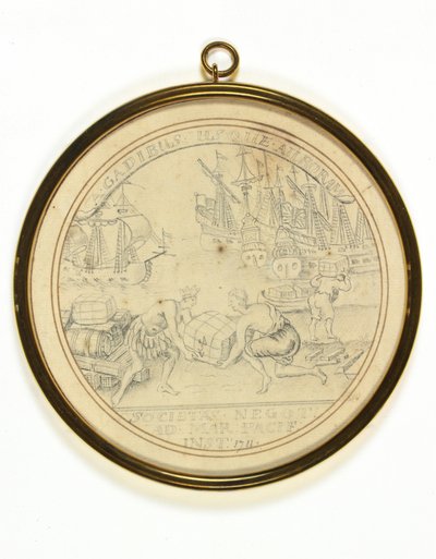 Design til en medalje til minde om Institution of the South Sea Company af John Croker