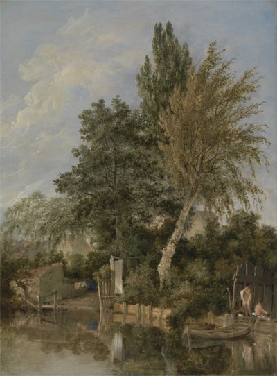 A River Scene with Boys Bading, ca. 1817 (olie på panel) af John Crome