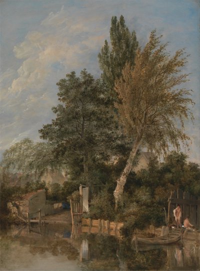 Drenge bader ved floden Wensum, Norwich af John Crome
