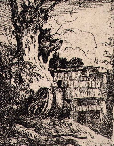 Cartwheels nær et træ, pub. af J. & W. Freeman af John Crome
