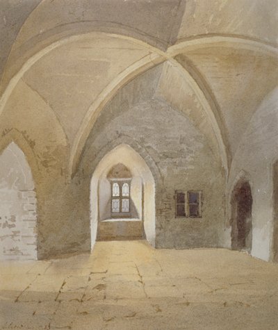 Indvendig visning af fængslet i Bowyer Tower, Tower of London, Stepney, London, 1883 af John Crowther