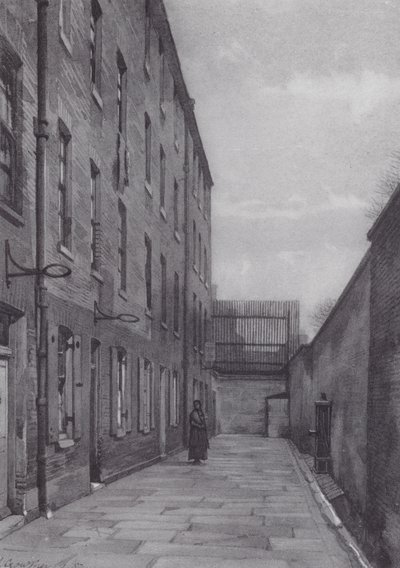 Det forsvundne London: Marshalsea Place, en del af gældsfængslet (litografi) af John Crowther