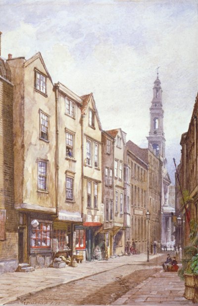 Udsigt over Drury Court, med udsigt mod St Mary le Strand, Westminster, London, 1882 af John Crowther