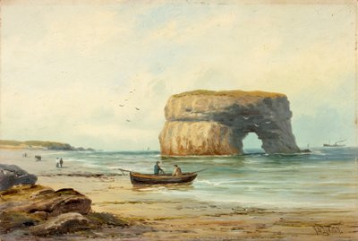 Marsden Rock, ca. 1885-1910 (olie om bord) af John Davison Liddell