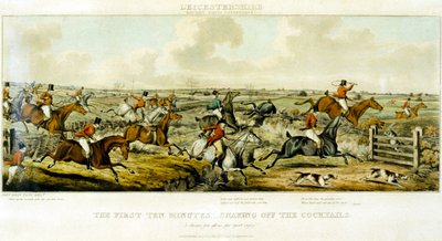 De første ti minutter, The Leicestershires, graveret af Henry Alken (1785-1851) 1825 (farvegravering) af John Dean (after) Paul