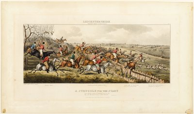 A Struggle for the Start, plade en fra The Leicestershire Hunt af John Dean Paul