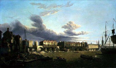 Udsigt over Old London Bridge, som den var i 1747 (olie på lærred) af John Dean Paul