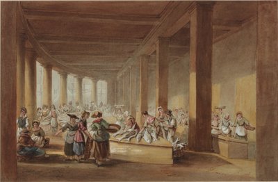 The Old Fish Market, Sandhill, Newcastle upon Tyne (bc, pen og blæk på papir) af John Dobson