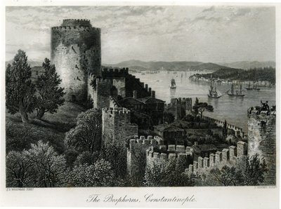 Bosporus, Konstantinopel, graveret af J. Godfrey af John Douglas Woodward