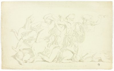 Gammelt Bas-relief med Battle of the Amazons af John Downman