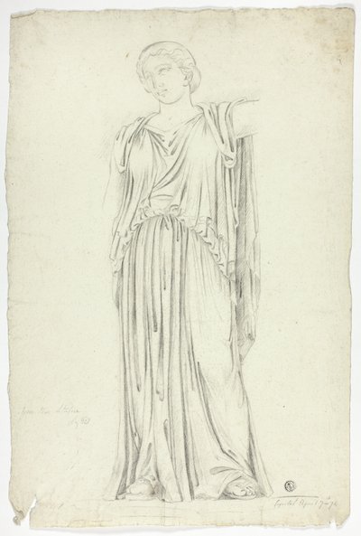 Antik statue af draperet stående kvinde af John Downman