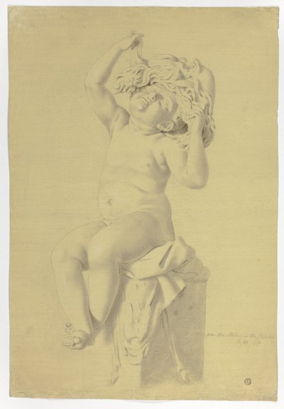 Antik statue af siddende Putto Holdende maske af Silenus af John Downman