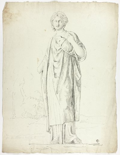 Antik statue af stående draperet kvinde af John Downman