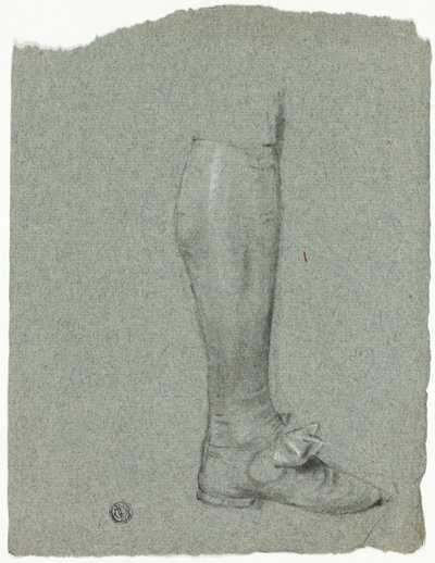 Ben af stående figur (recto); Skitse af sko (verso) af John Downman