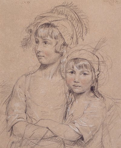 Nr.1857 Frøkenerne Rigby, de to døtre af hr. Rigby af Norwich (1747-1821), en berømt kirurg, 1778 (kridt på papir) af John Downman