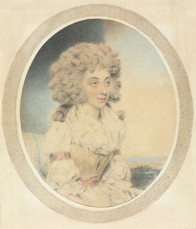 Siddende ung dame vendt mod højre. af John Downman
