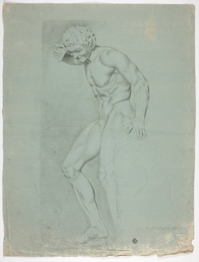 Antik statue af stående faun med bækkener af John Downman
