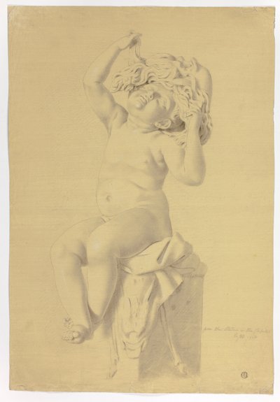 Antik statue af siddende Putto Holdende maske af Silenus af John Downman