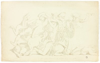 Gammelt Bas-relief med Battle of the Amazons af John Downman