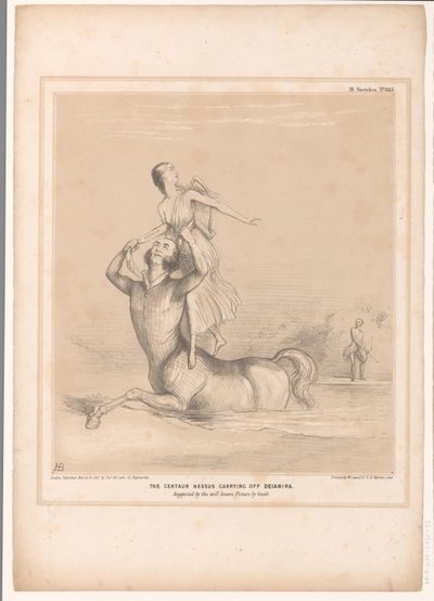 Spotprent mødte Lord Bentinck som de centaur Nessus Kentauren Nessus transporterer Deianira. Foreslået af det velkendte billede af Guido (titel på objekt) HB Sketches (serietitel på objekt) af John Doyle