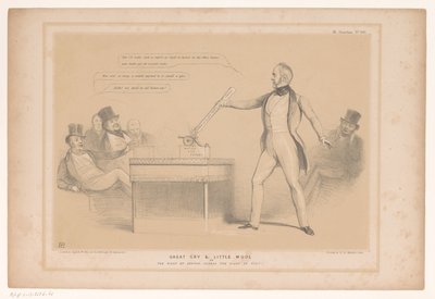 Spotprent mødte Lord Palmerston En stor gråd og lidt uld eller Retten til at søge, kontra besøgsretten! (titel på objekt) HB Sketches (serietitel på objekt) af John Doyle