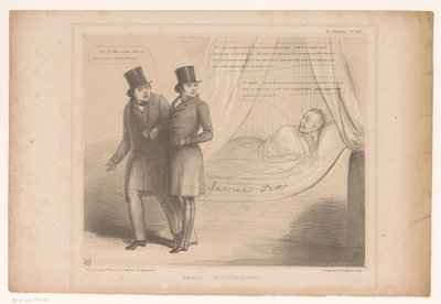 Spotprent mødte Peel i en komfortabel seng Små insinuationer (titel på objekt) HB Sketches (serietitel på objekt) af John Doyle